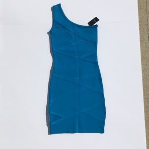 New Bebe Blue One-Shoulder Bodycon Dress